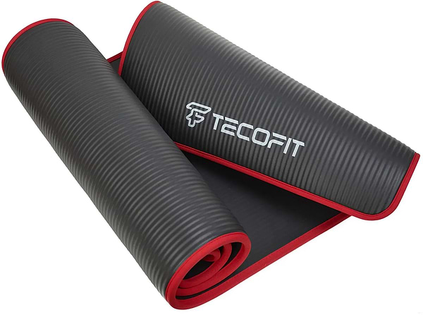 Фото - Коврик для йоги и фитнеса TECOFIT NBR с отделкой края тканью 183x61x1 см Black-Red + чехол-сумка в подарок (TOP18124795)