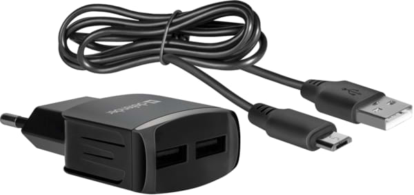 Мережевий зарядний пристрій Defender UPС-21 2xUSB,5V/2.1А кабель microUSB (83581) - Фото 1