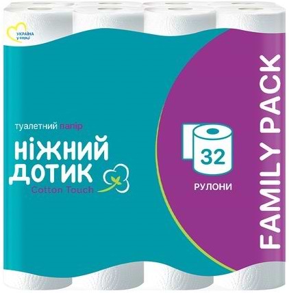 Туалетний папір Ніжний дотик білий, 2 шари, 32 рулони (4820183972033) - Фото 1