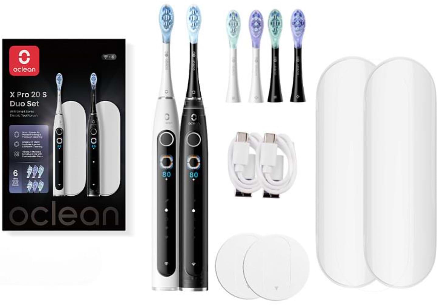 Зубна щітка електрична Oclean X Pro 20 S Duo Set White+Black (6970810556919) - Фото 1