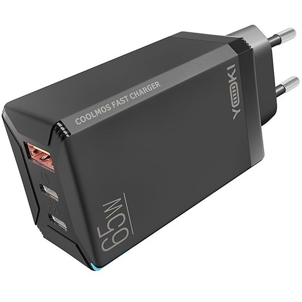 Фото - Мережевий зарядний пристрій YOKI Led Series GaN Ultra PD 65W Black (YK-65)