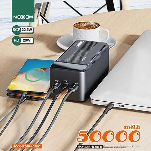 Фото - Батарея мобильная MOXOM MX-PB62 50000mAh 22.5W Black