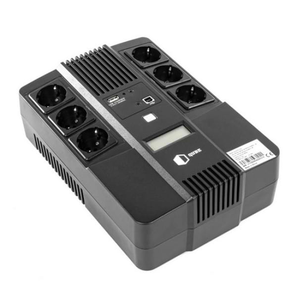 Джерело безперебійного живлення QUBE AIO 850, 850VA/480W, LCD, 6 x Schuko, RJ-45, USB (QBAIO850)