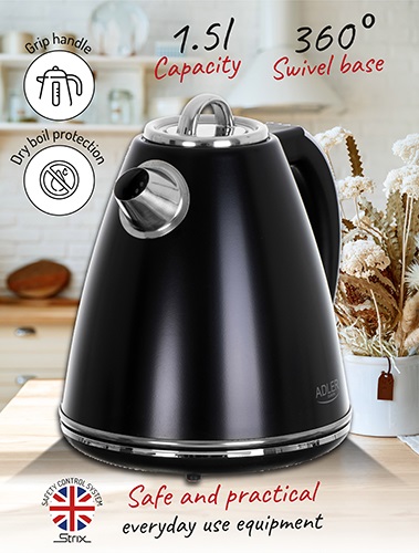 Фото - Електричний чайник Adler AD 1343 Black