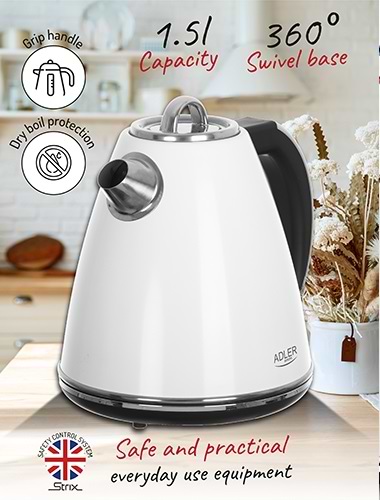 Фото - Електричний чайник Adler AD 1343 White