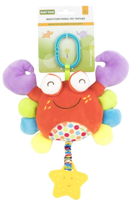 Подвеска Baby Team Мягкая многофункциональная игрушка-прорезыватель Краб (8533_краб)