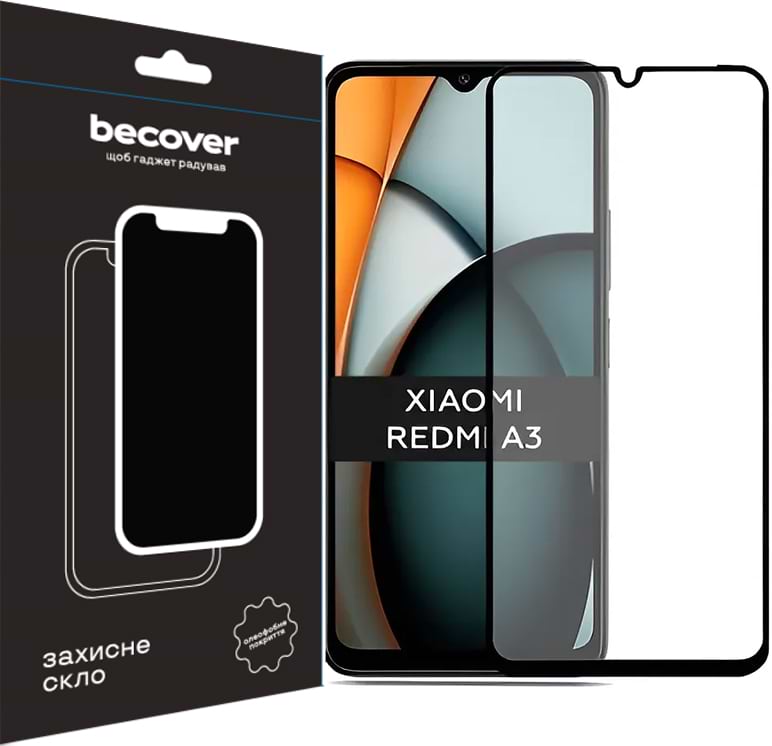 Защитное стекло для смартфона BeCover Xiaomi Redmi A3 4G Black (711227) - Фото 1