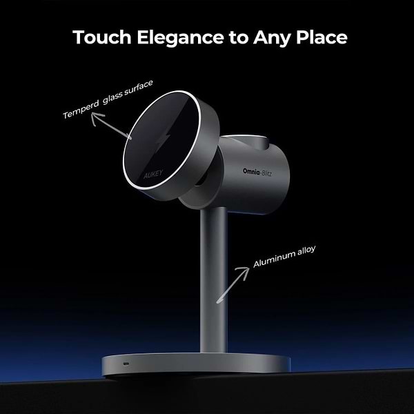 Фото - Бездротовий зарядний пристрій Aukey MagFusion 3-in-1 15W Qi2 (LC-MC311) Gray