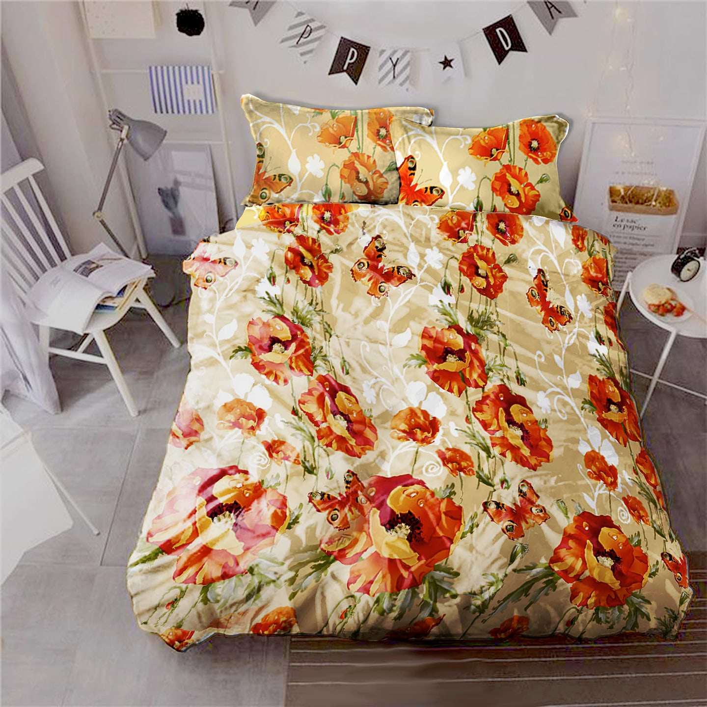 Простынь полуторная Zastelli бязь 11275 Маки 145х210 Разноцветное (15215)