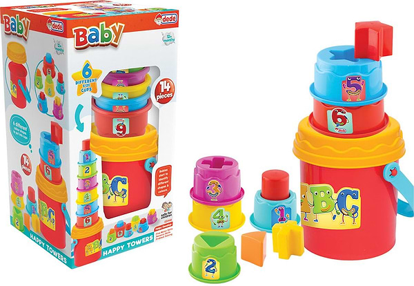 Фото - Сортер dede пирамидка набор ведерок (03466)