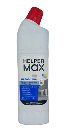 Засіб для чищення унітазу Helper Max Блакитний океан Ocean Blue 1 л (4820183972996) - Фото 1