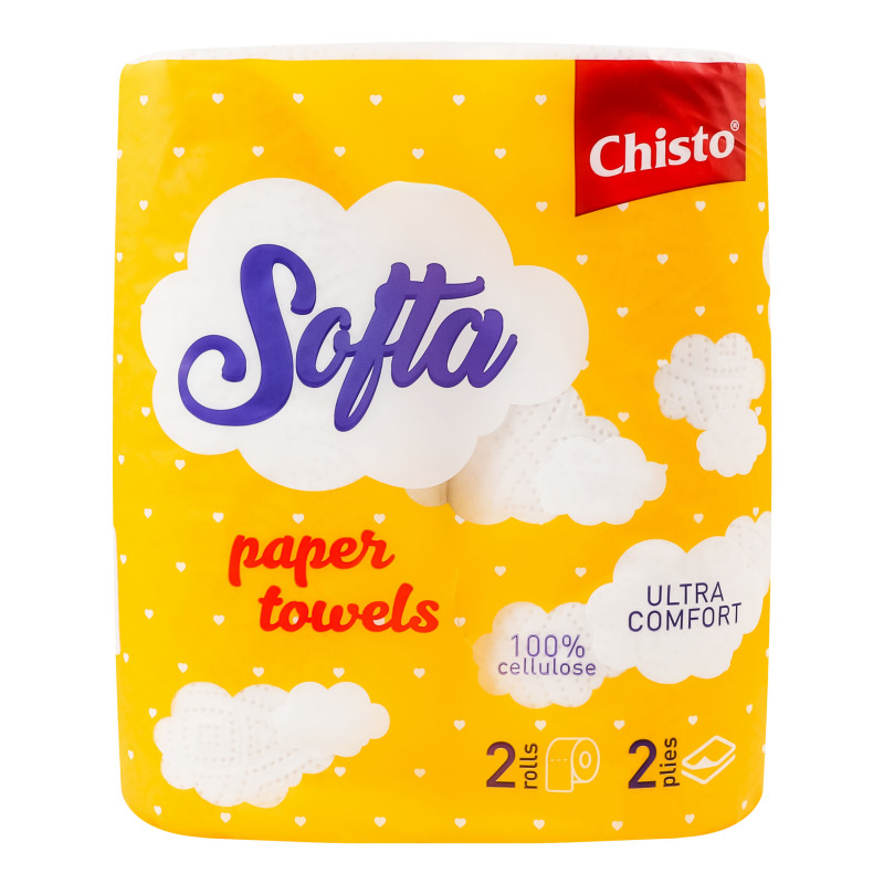 Рушники паперові Chisto Softa целюл. на гільзі 2 рул. сіро-білий (4823098408376)