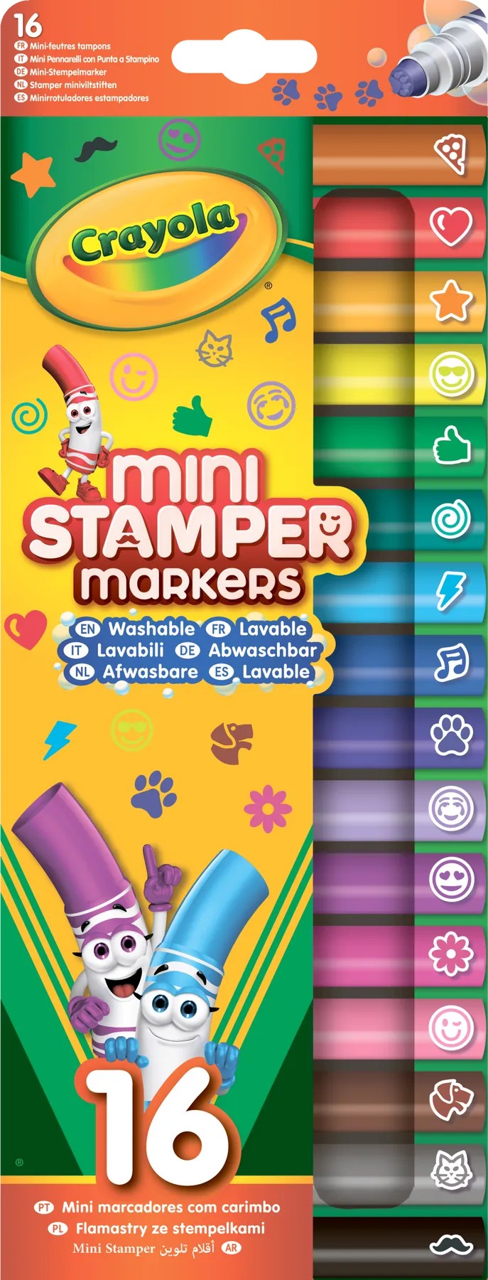 Фломастери Crayola зі штампами (washable), 16 шт. (58-8741) - Фото 1