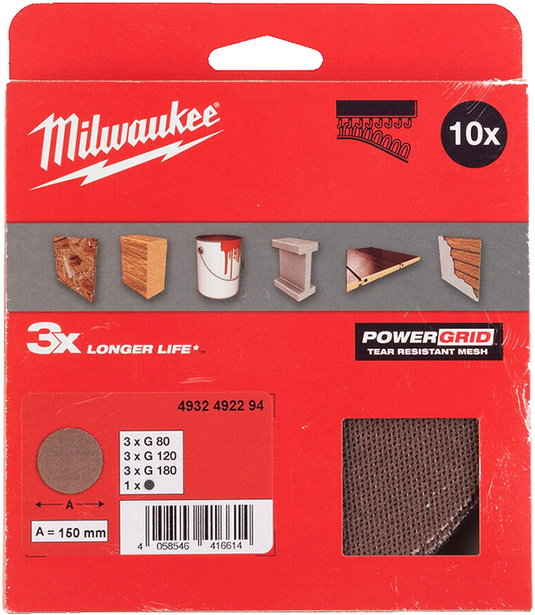 Фото - Сітка шліфувальна Milwaukee PG Mesh HL 150 мм 10 шт. (4932492294)