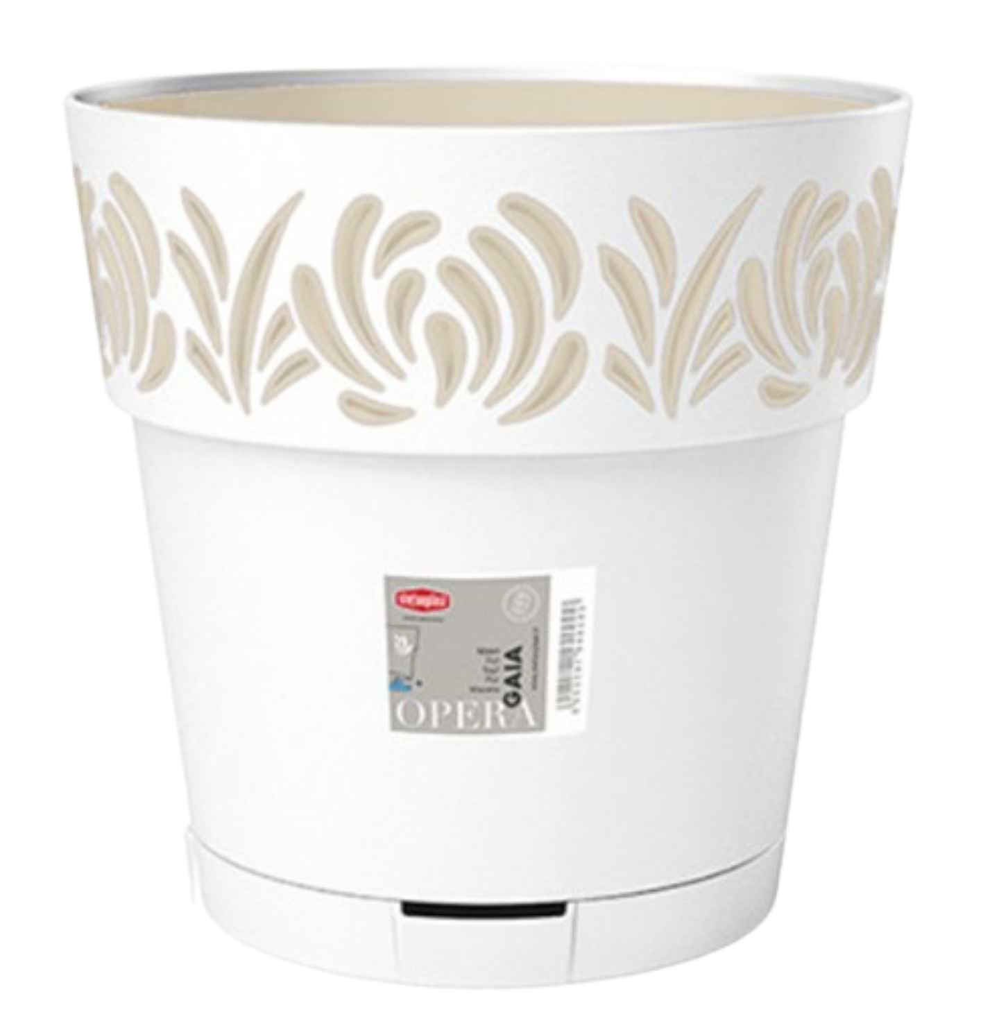 Вазон Stefanplast OPERA Gaia 30 см белый/травертин 88600