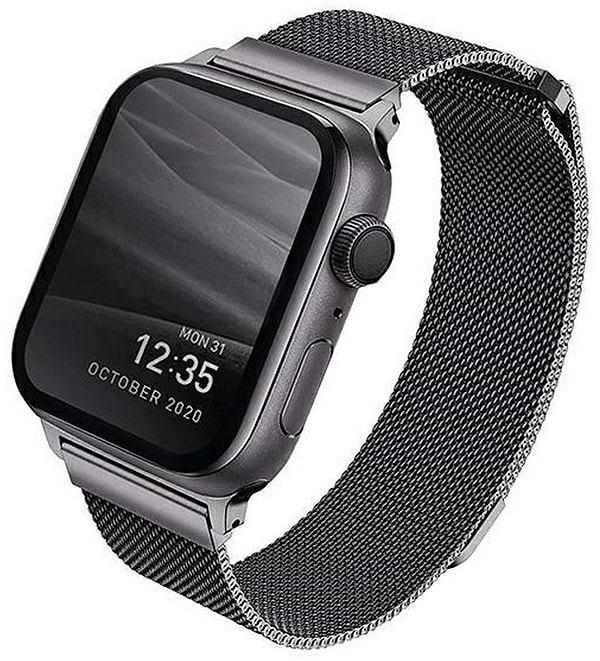 Фото - Ремінець для смарт-годинника Uniq Dante Apple Watch Series 1/2/3/4/5/6/7/8/9/SE/SE2 42/44/45mm Stainless Steel graphite (8886463675786)