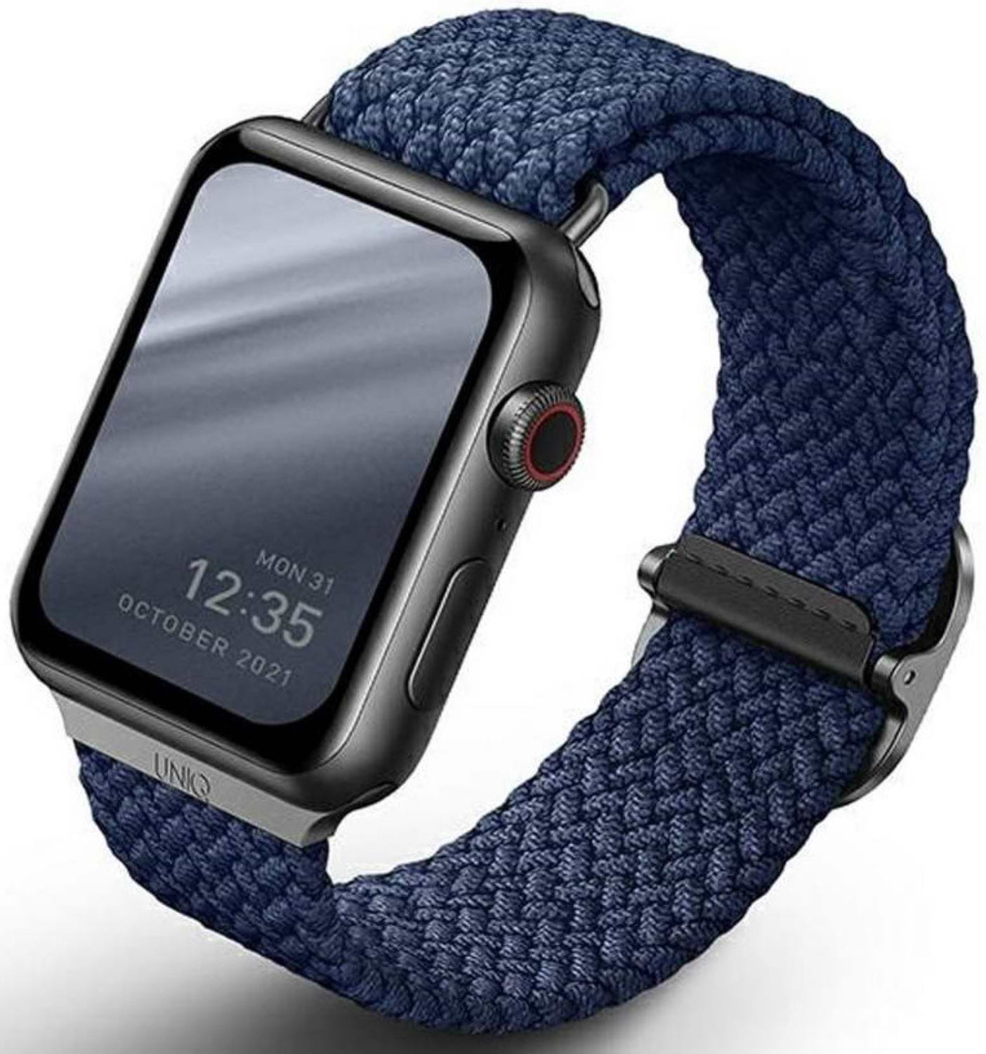 Ремешок для смарт-часов Uniq Aspen Apple Watch 40/38/41mm Series 1/2/3/4/5/6/7/8/9/SE/SE2 Braided oxford blue (8886463676394)