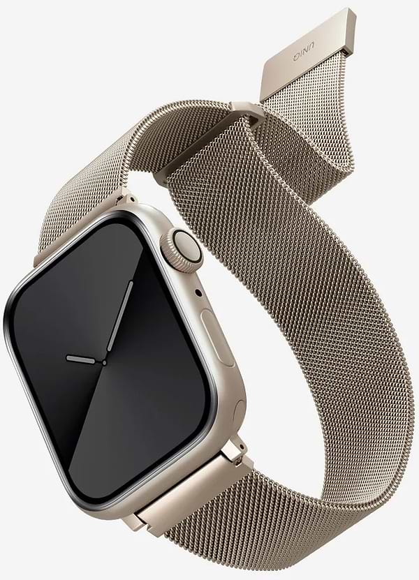 Фото - Ремінець для смарт-годинника Uniq Dante Apple Watch Series 1/2/3/4/5/6/7/8/9/SE/SE2 42/44/45mm Stainless Steel starlight (8886463679531)
