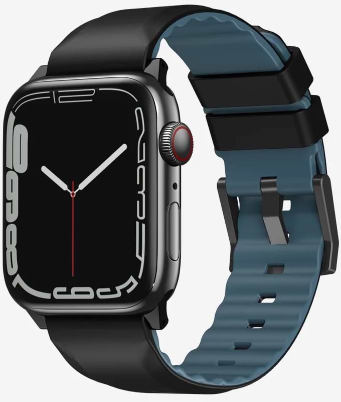 Ремешок для смарт-часов Uniq Linus Apple Watch Series 1/2/3/4/5/6/7/8/9/SE/SE2/Ultra/Ultra 2 42/44/45/49mm Airosoft Silicone midnight black (8886463680896)