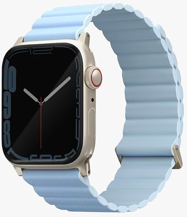 Ремешок для смарт-часов Uniq Revix Premium Apple Watch Series 1-9/SE/SE2 38/40/41mm Edition Reversible Magnetic Leather arctic-soft blue (8886463684269)