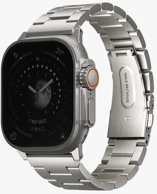 Фото - Ремінець для смарт-годинника Uniq Osta Apple Watch 42/44/45/49mm Series 1/2/3/4/5/6/7/8/9/10/SE/SE2/Ultra/Ultra 2 Stainless Steel titanium silver (8886463684641