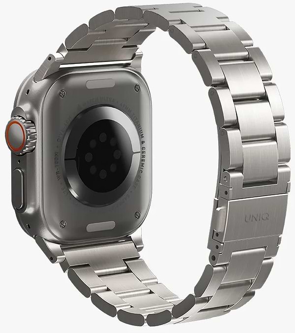 Фото - Ремінець для смарт-годинника Uniq Osta Apple Watch 42/44/45/49mm Series 1/2/3/4/5/6/7/8/9/10/SE/SE2/Ultra/Ultra 2 Stainless Steel titanium silver (8886463684641