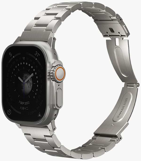 Фото - Ремінець для смарт-годинника Uniq Osta Apple Watch 42/44/45/49mm Series 1/2/3/4/5/6/7/8/9/10/SE/SE2/Ultra/Ultra 2 Stainless Steel titanium silver (8886463684641