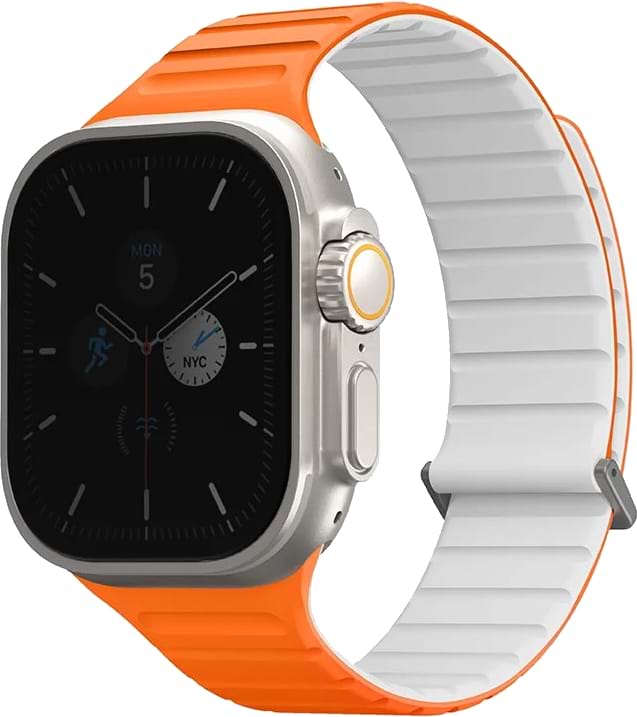 Ремінець для смарт-годинника Uniq Revix Evo Apple Watch Series1-9/Ultra1-3 42/44/45/49mm Reversible Magnetic amber orange-white UNIQ-49MM-REVEAORGWHT 8886463688