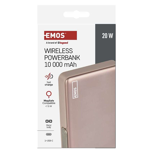 Фото - Батарея мобільна EMOS B0552RG 10000мАч бездротова зарядка, підставка рожевий
