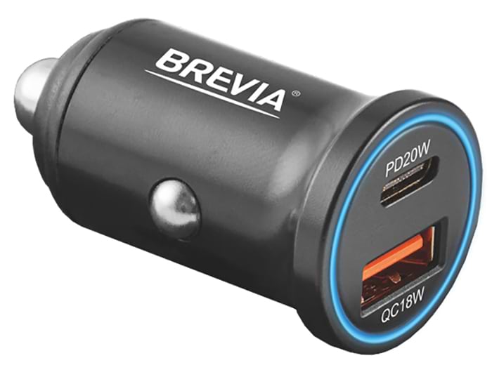 Автомобільний зарядний пристрій Brevia ePower DualChargeLED 38W 1xUSB-C+1xUSB-A (46038CALB)