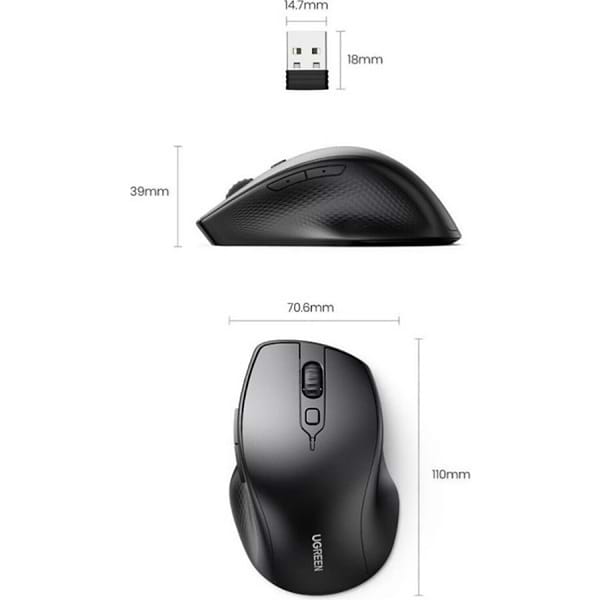 Фото - Мышь беспроводная UGREEN 2.4GHz+Bluetooth MU101 Black (90395)