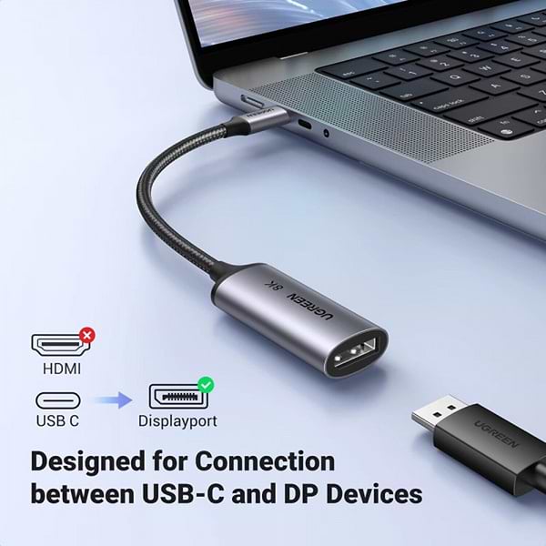 Фото - Переходник UGREEN USB 2.0 Type-C DisplayPort Thunderbolt 4 CM654 Gray (15575)