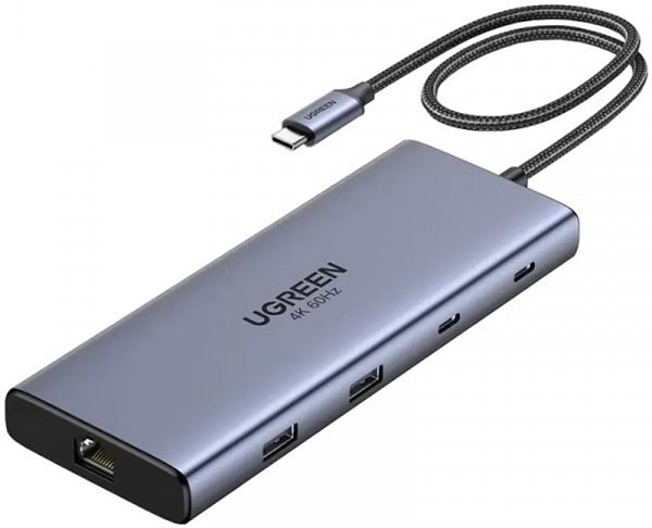 Фото - Хаб USB UGREEN USB3.2 Type-C HDMIx2, 60Hz/2xUSB-A/2xUSB-C 3.2/ RJ45/SD/TF/PD 100W CM639 (45380)