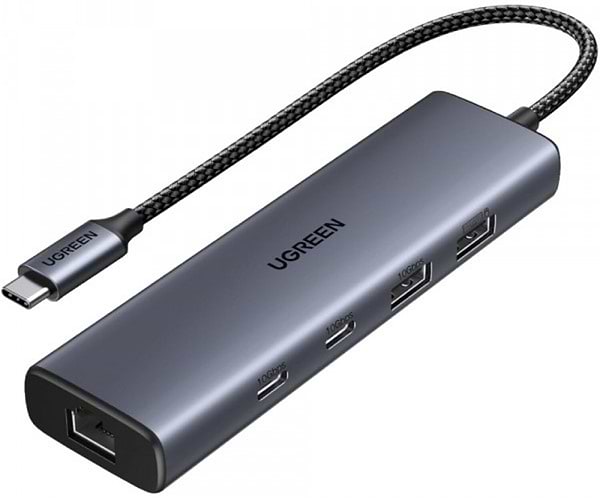 Фото - Хаб USB UGREEN USB 3.2 Type-C 1xUSB-A 3.2/ 1xUSB-A 2.0/2xUSB-C 3.2/ RJ45 PD CM512 Gray (45320)