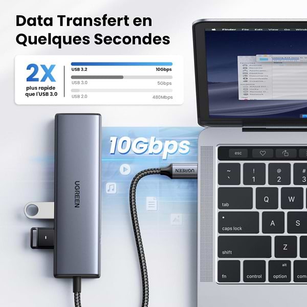 Фото - Хаб USB UGREEN USB 3.2 Type-C 1xUSB-A 3.2/ 1xUSB-A 2.0/2xUSB-C 3.2/ RJ45 PD CM512 Gray (45320)