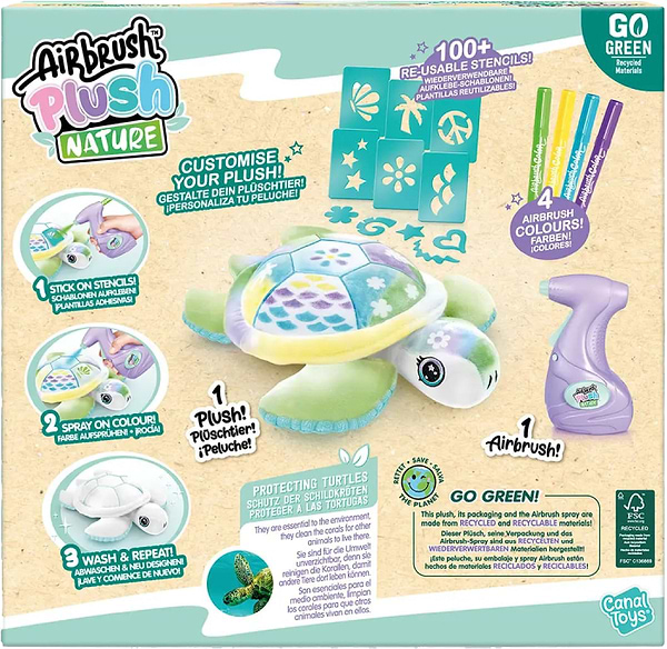 Фото - Набір для декупажу та розпису Canal Toys DIY AIRBRUSH PLUSH NATURE Зелена Черепаха (OFG280)
