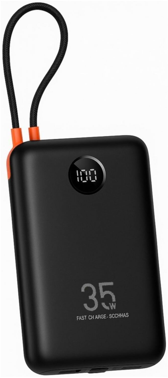 Батарея мобильная Veger K2 Built-in Cables PD 35W 20000mAh Black W2068 (6977525750120)