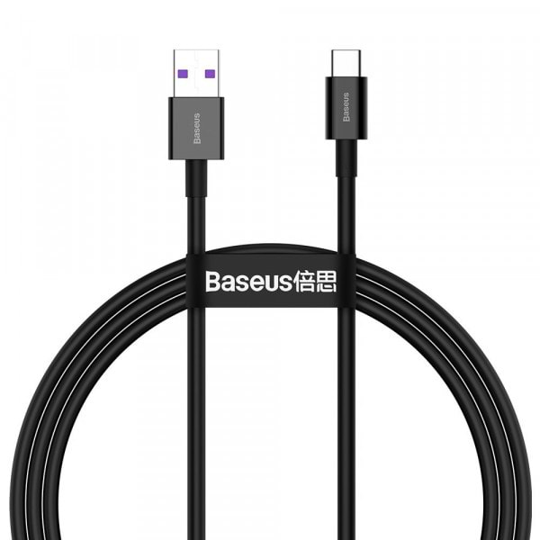 Перехідник Baseus Superior Fast Charging USB-USB-C 1m Black (CATYS-01) - Фото 1