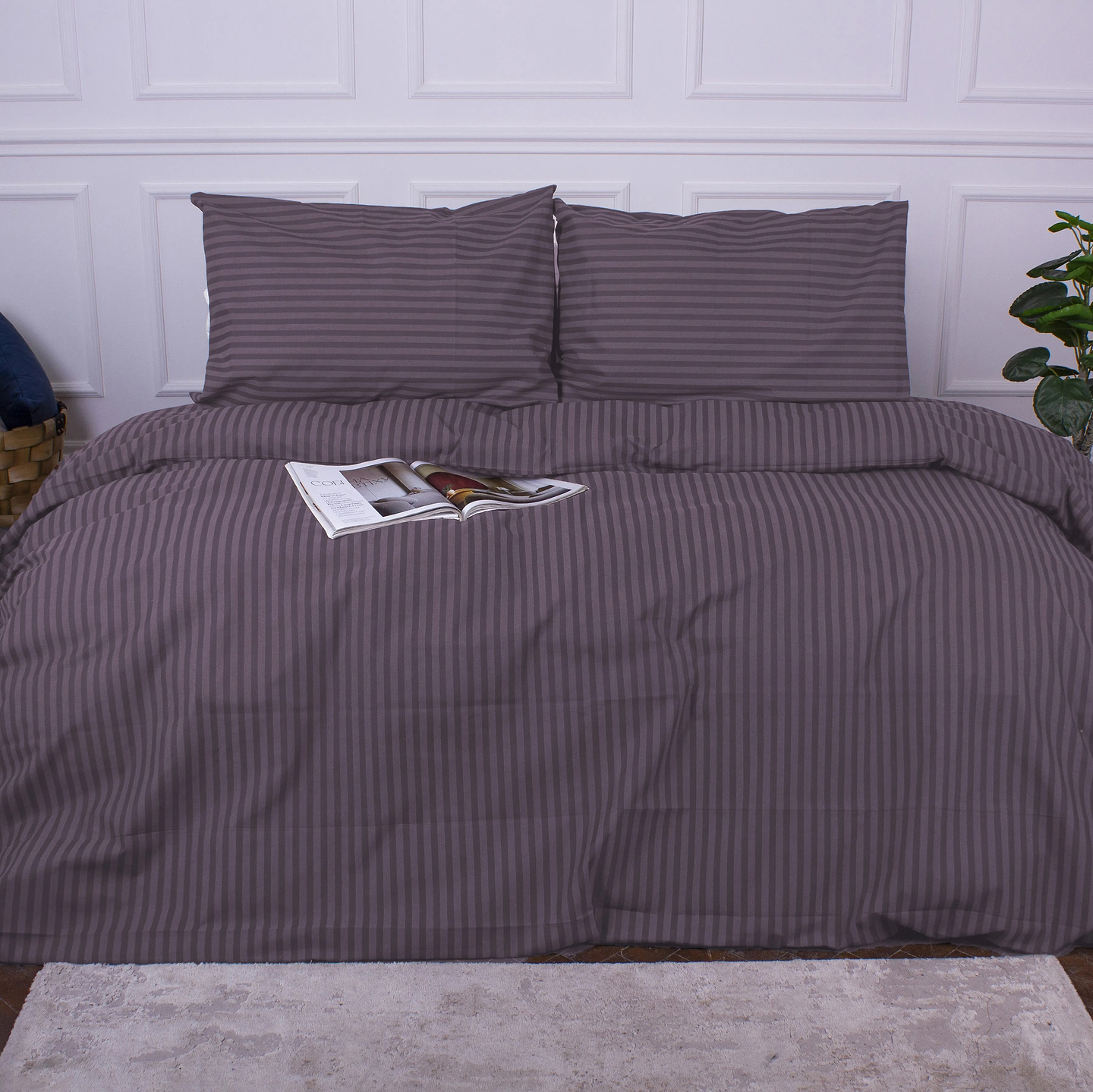 Комплект постільної білизни MirSon 175x210 см Ranforce Elite 17-0603 Stripe Violet Ранфорс (2200008051600)