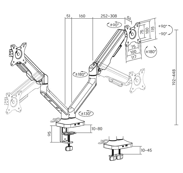 Фото - Кріплення настільне OfficePro MA452B 17-35" 2-12 кг Black