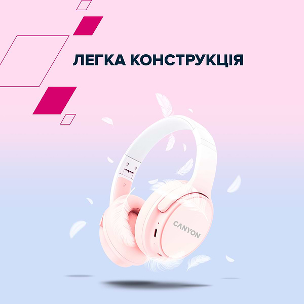 Фото - Навушники накладні бездротові Canyon OnRiff 4 Bluetooth Pink (CNS-CBTHS4P)
