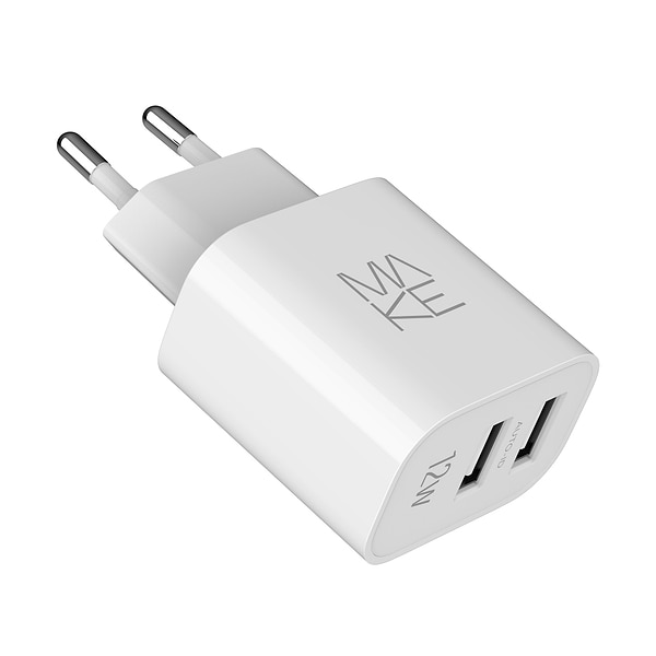 Фото - Мережевий зарядний пристрій MAKE 12W 2xUSB-A White (MCW-1221WH)