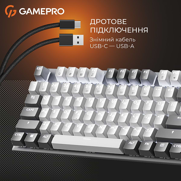 Фото - Клавіатура дротова ігрова GamePro Genesis Metallic Outemu Red Swithes USB Gray (MK144G)