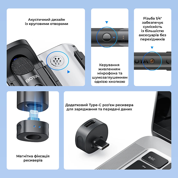 Фото - Мікрофон для смартфона Boya Magic-07 Type-C/Lightning Black