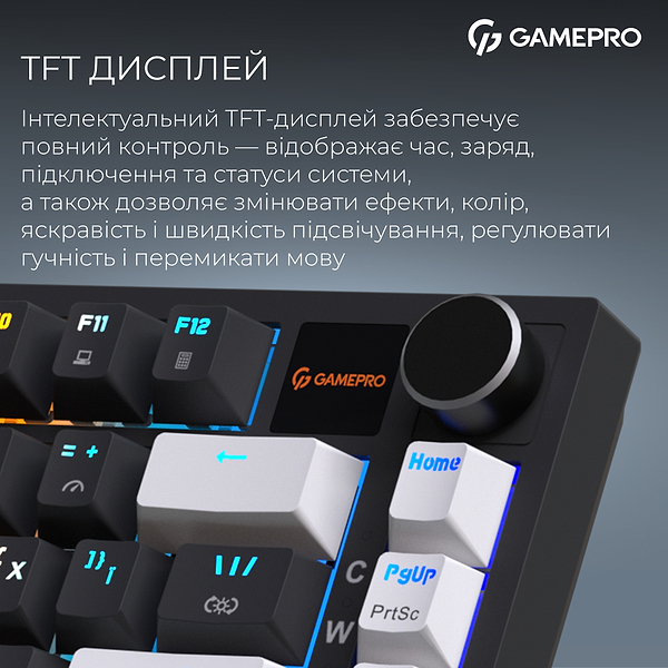 Фото - Клавіатура бездротова ігрова GamePro Asgard Valhalla Pro 75% Wireless/Bluetooth/USB Black (MK160B-D-Pro)