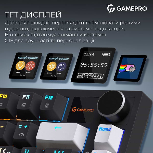Фото - Клавіатура бездротова ігрова GamePro Asgard Valhalla Pro 75% Wireless/Bluetooth/USB Black (MK160B-D-Pro)