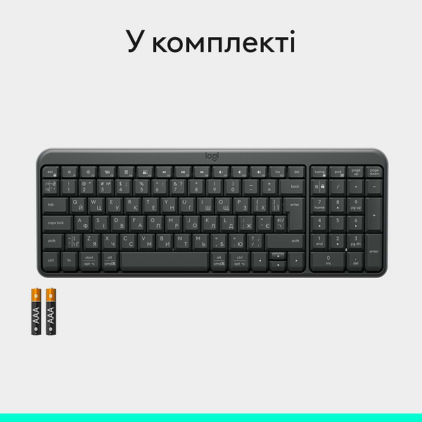 Фото - Клавиатура беспроводная Logitech K250 Wireless Keyboard Graphite UKR (920-013822)