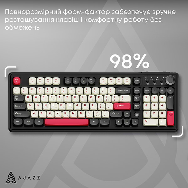 Фото - Клавиатура беспроводная игровая Ajazz AF98 PLUS Black Shark Red (AF98-PLUS-BSR)