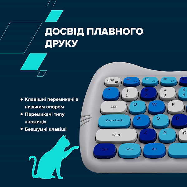 Фото - Клавиатура+мышь беспроводная Canyon HSET-W6 Kitty Edition Blue (CNS-HSETW6BL)