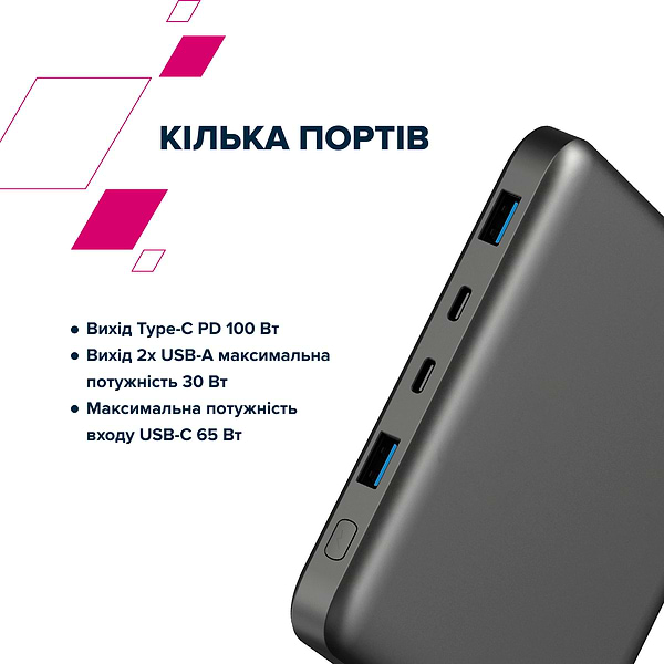 Фото - Батарея мобільна Canyon PB-2008 LED FLAT 20000 mAh PD100W QC3.0 Dark Grey (CNE-CPB2008DG)